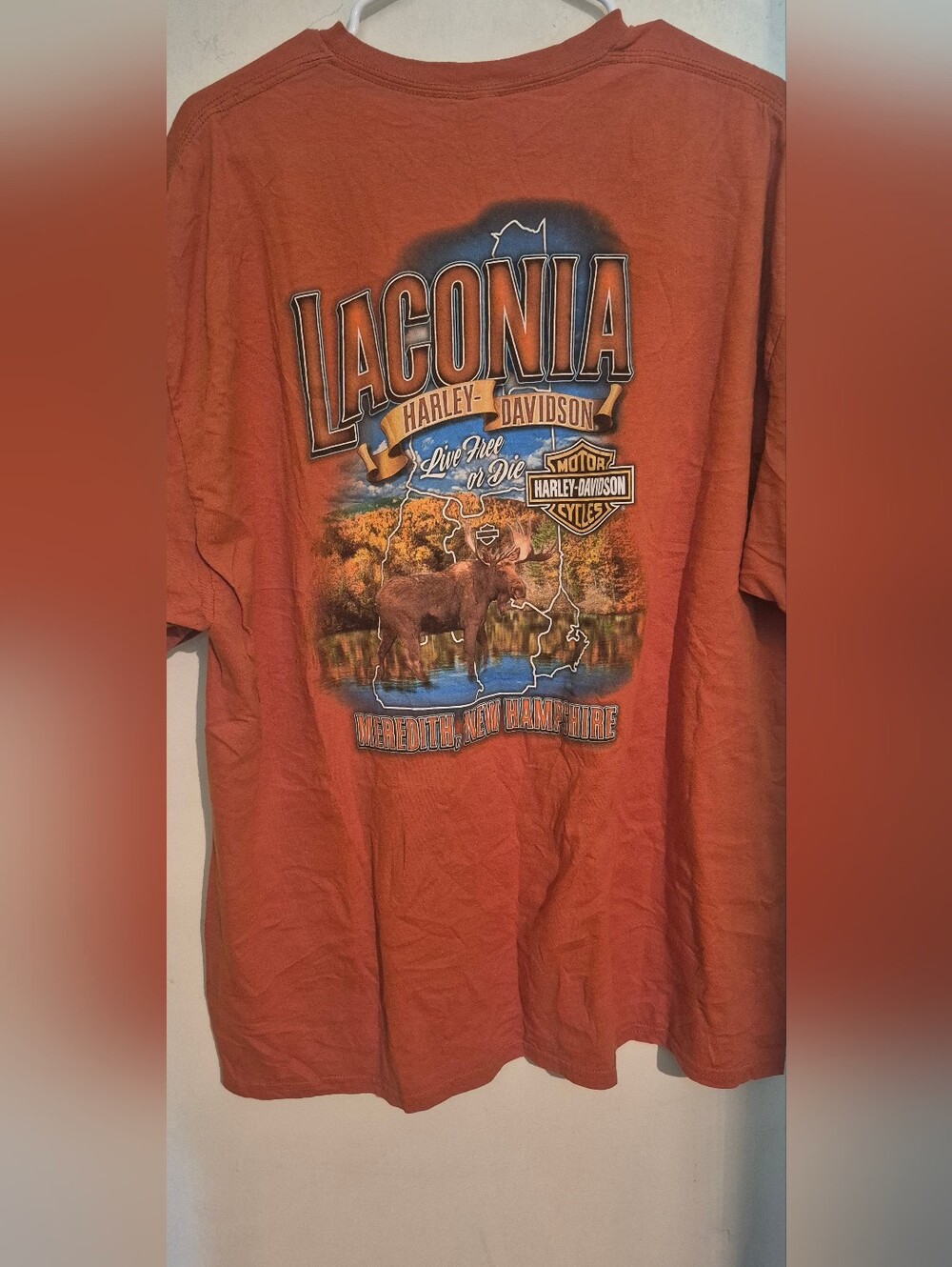 Harley-Davidson Men's Short-Sleeve Laconia Rust Orange Graphic Tee Sz.2XL